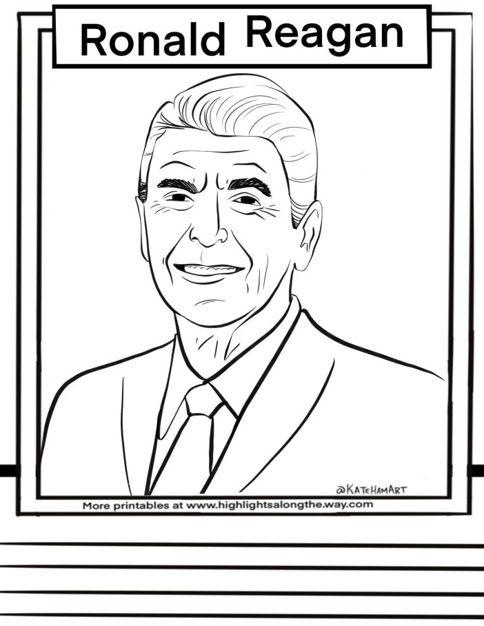 Ronald Reagan Coloring page instant download school printable