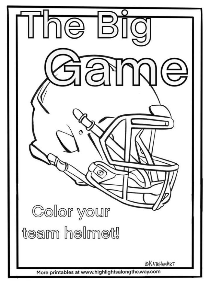 Football game helmet colroing page