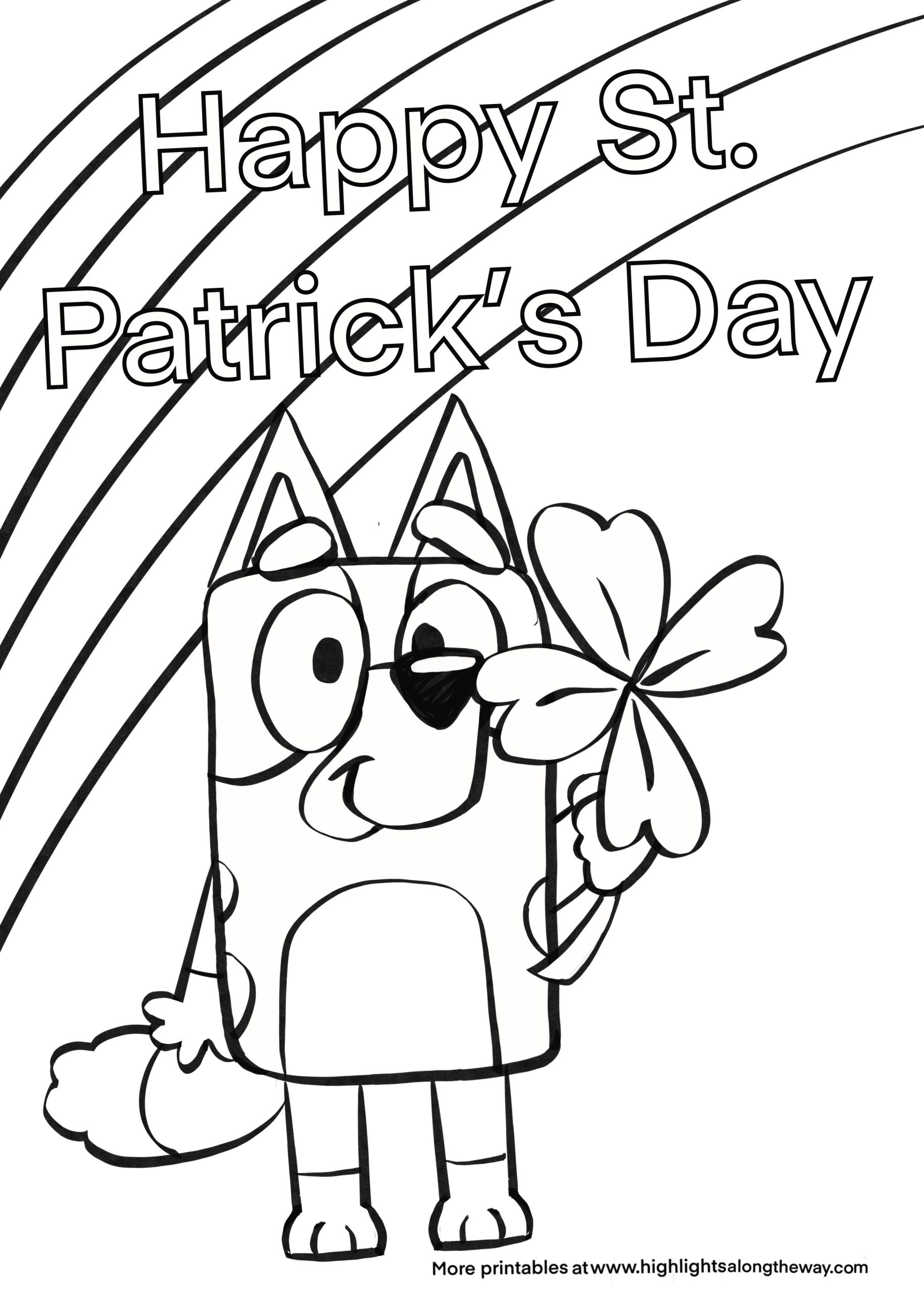 Bluey St. Patrick's Day Coloring Page Instant Download