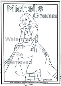 michelle obama high resolution printable coloring page