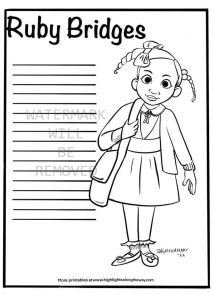 instant download printable coloring page ruby bridges black history month