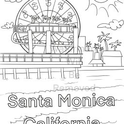 santa monica california pier coloring page activity sheet