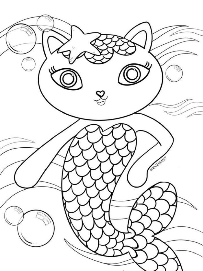 gabby's dollhouse cat mermaid coloring sheet free printable