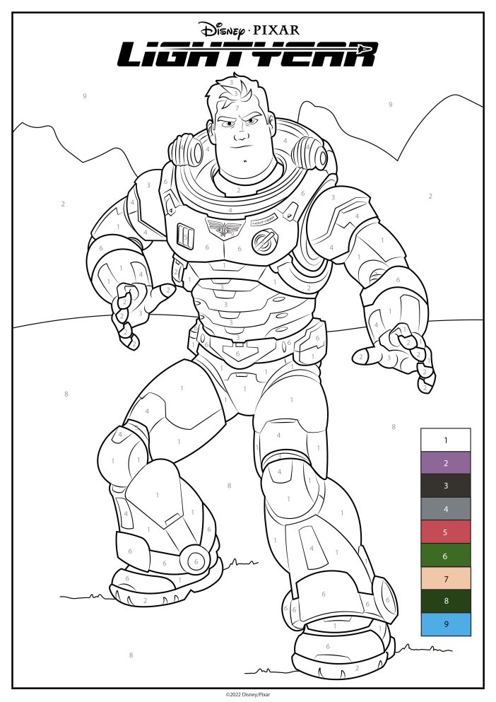 buzz Lightyear color by number activity sheet