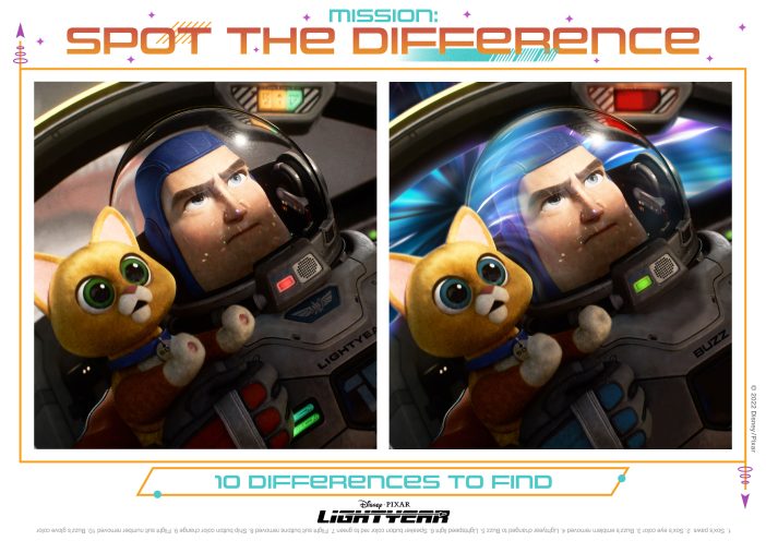 Spot the Difference Sox Lightyear activity page