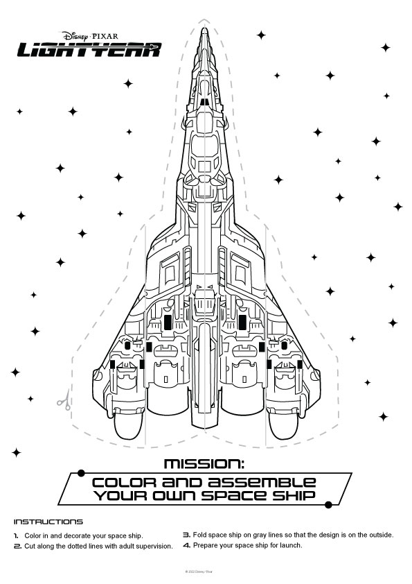 Buzz Spaceship printable activity page coloring sheet