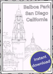 Balboa Park San Diego Instant Download coloring page
