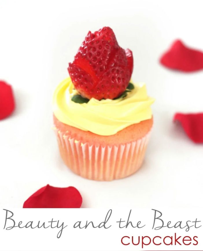 beauty and the beast cupcake belle rose red strawberry cupcake diy birthday