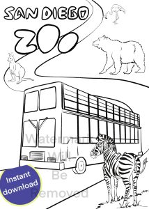 san diego zoo coloring page click and print instant download