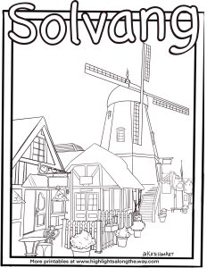 Solvang California Coloring Page instant download