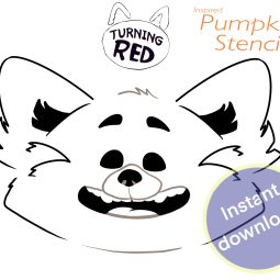 Turning Red Panda Pumpkin Stencil instant download