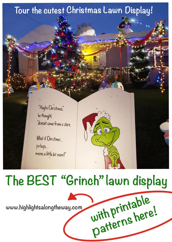 Grinch Lawn Display tour and printable patterns whoville suessical