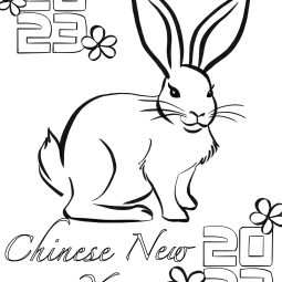 Year of the Rabbit 2023 instant download free printable coloring activity page schoolll