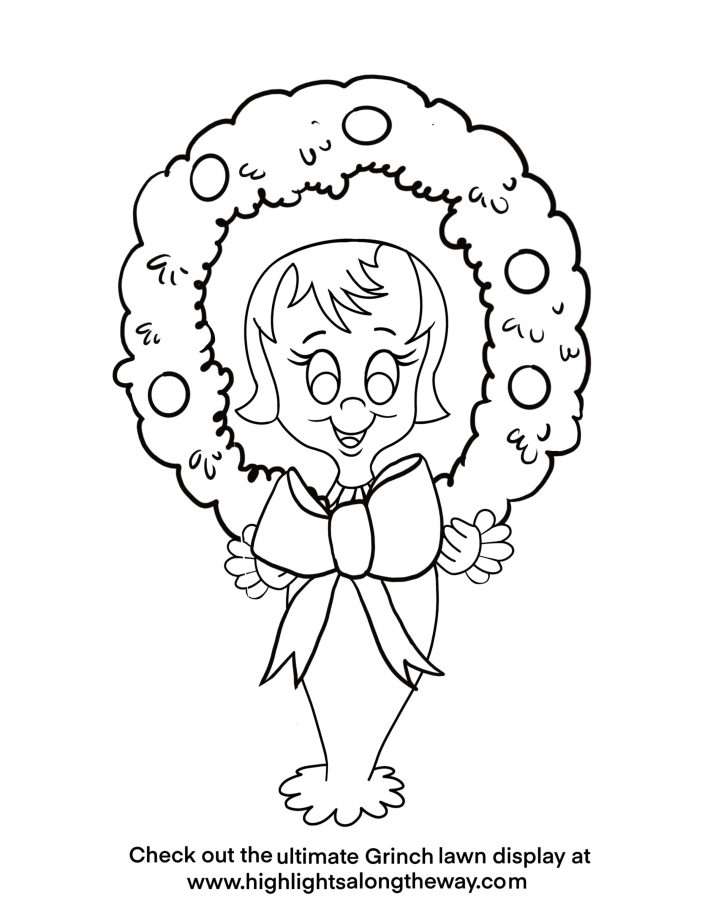 Cindy lou who grinch whoville coloring page activity sheet instant download