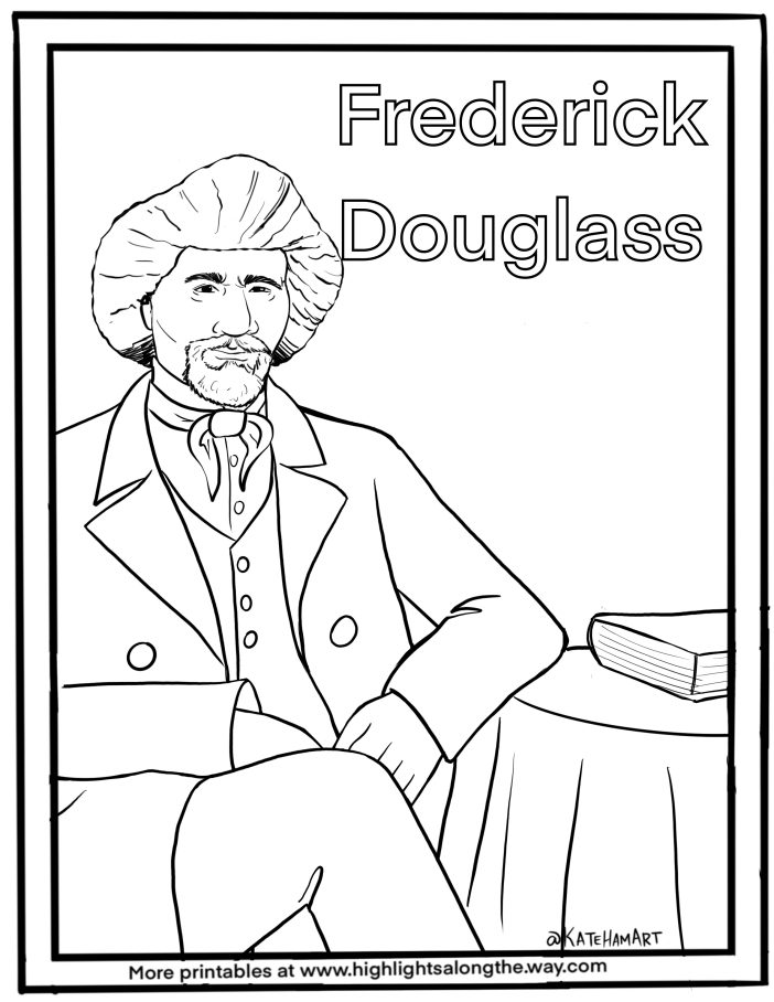 Frederick Douglass Black history month free coloring page activity sheet instant download
