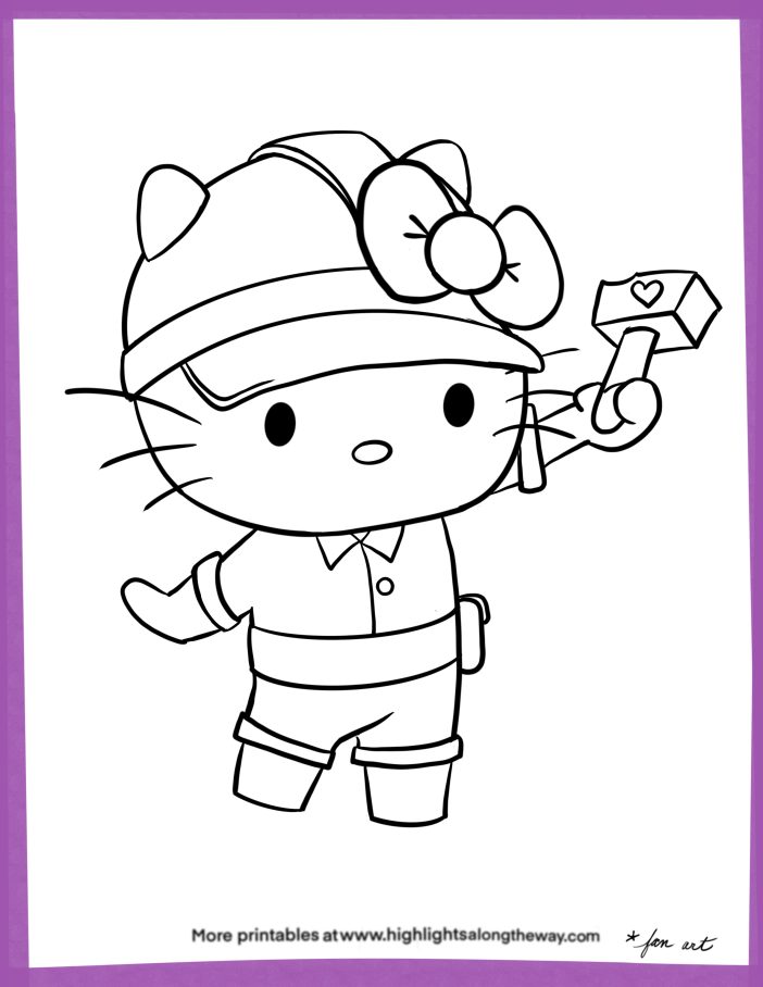 Hello Kitty Super Style Coloring page free printable activity sheet