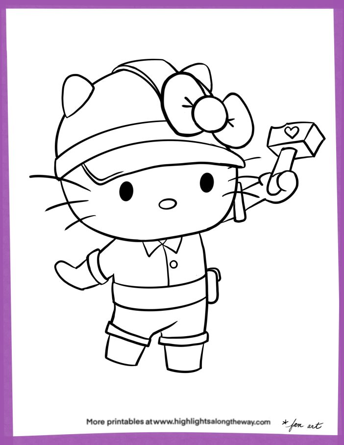 hello kitty and family coloring pages