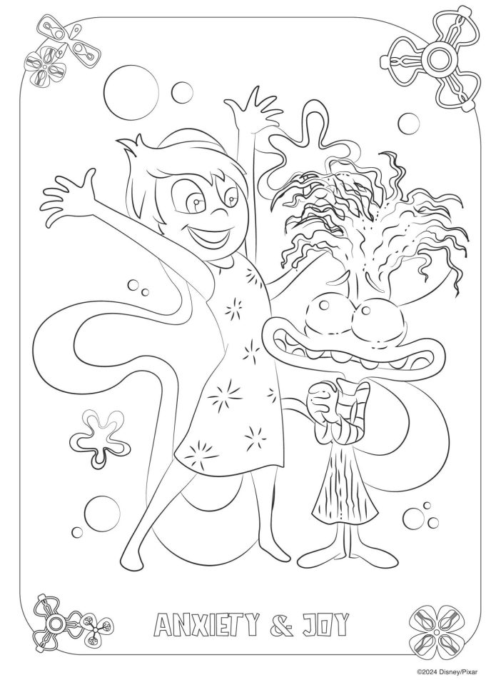 Inside Out 2 printables, anxiety coloring page