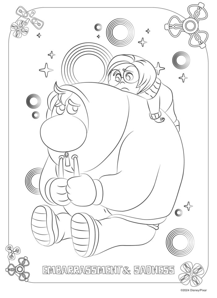Inside Out 2 printables, embarrassment coloring page
