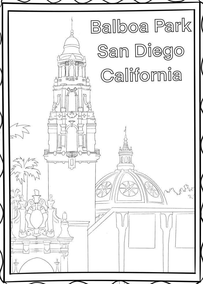 balboa park downloadable coloring page instant print san diego activity sheet