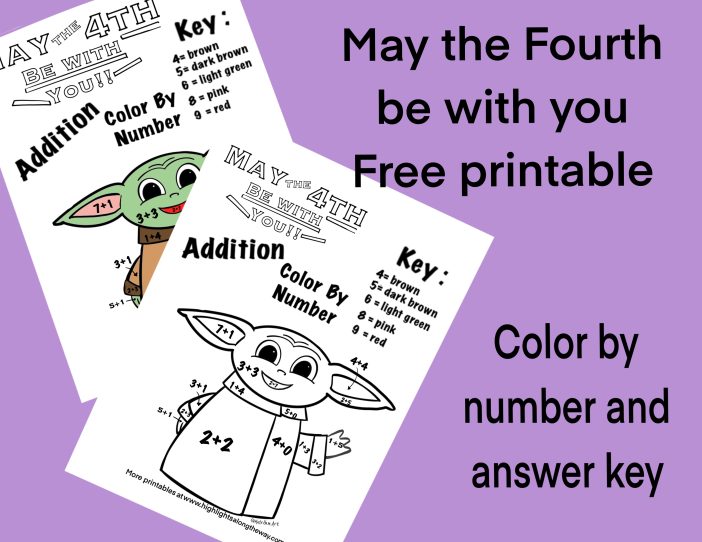 May the 4th be with you free printable instant download color by number activity sheets
