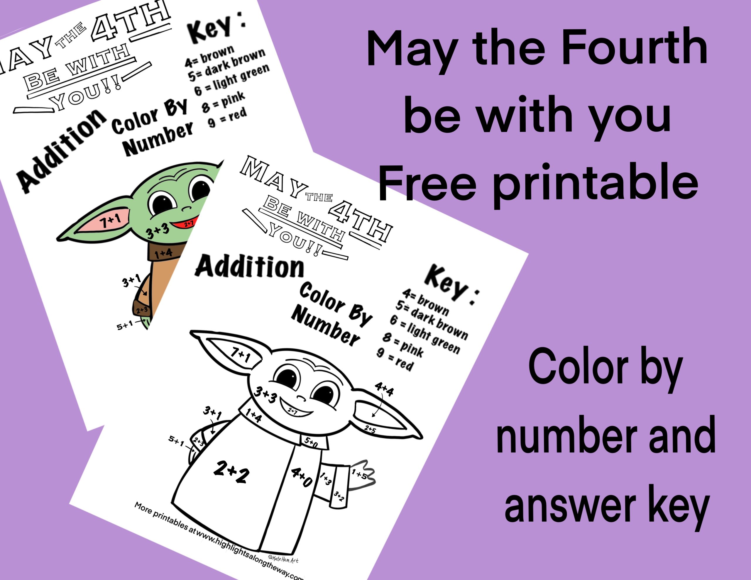 May the 4th be with you FREE Color by number Baby Yoda!