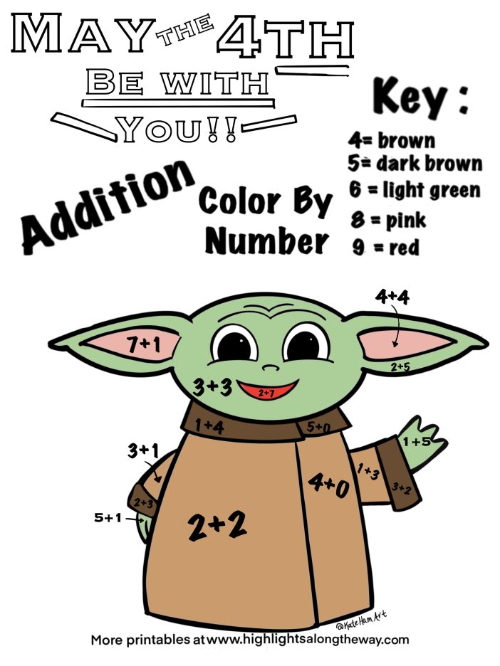 free printable color by number addition baby yoda no fee to print