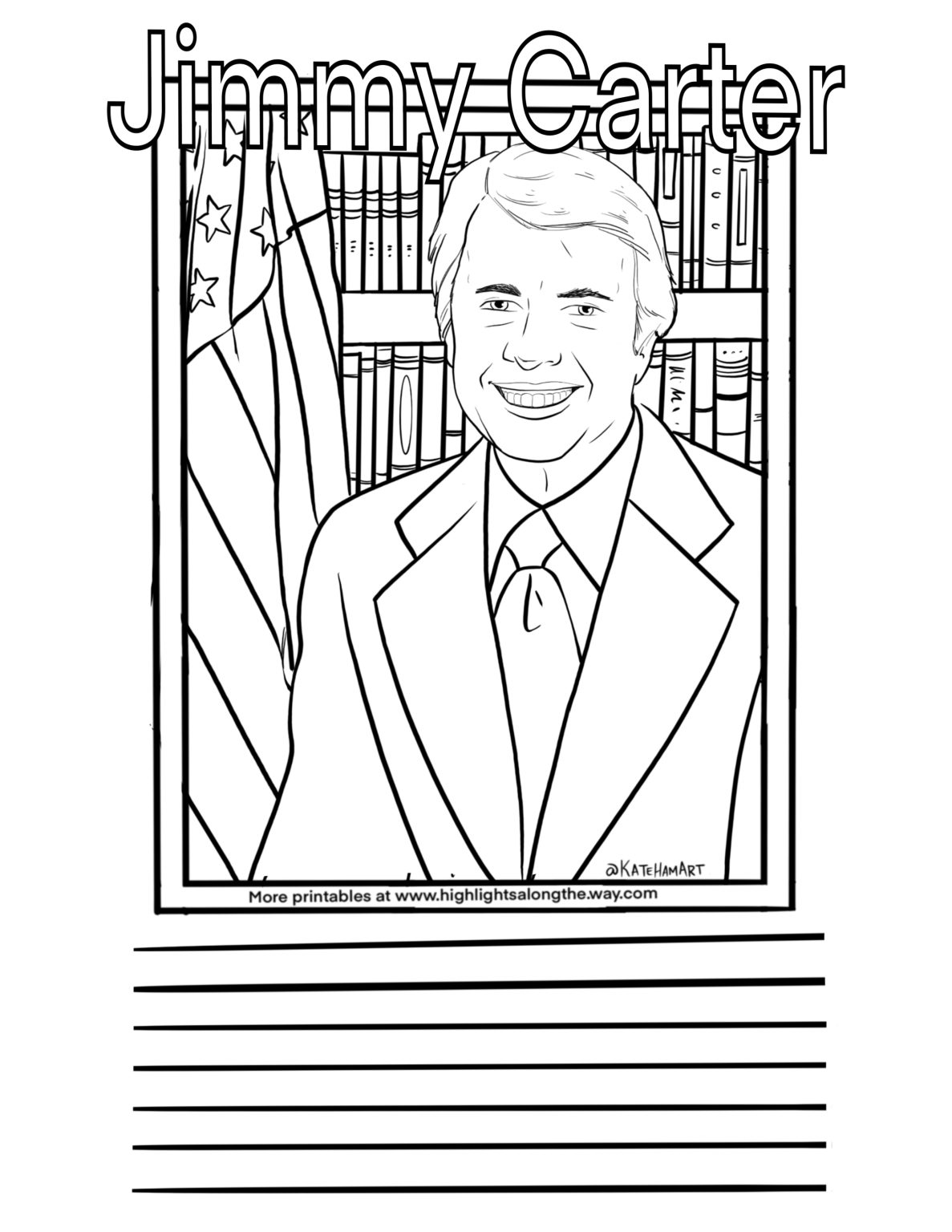 Jimmy Carter Instant Download Coloring Page FREE