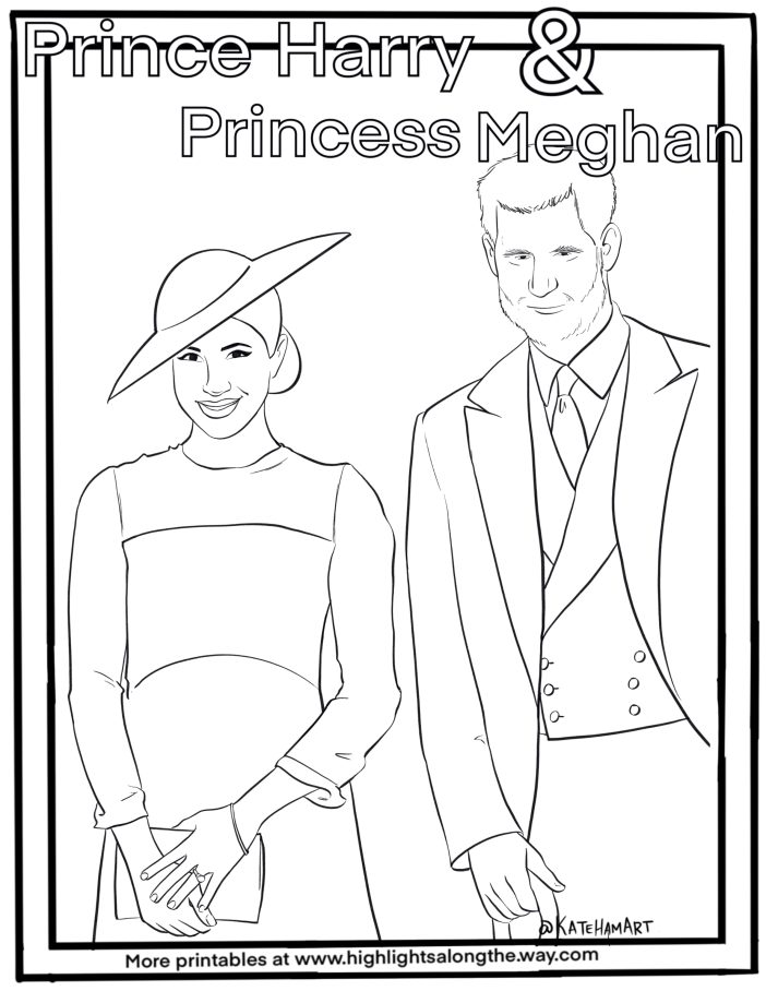Duchess and Duke of Sussex coloring page