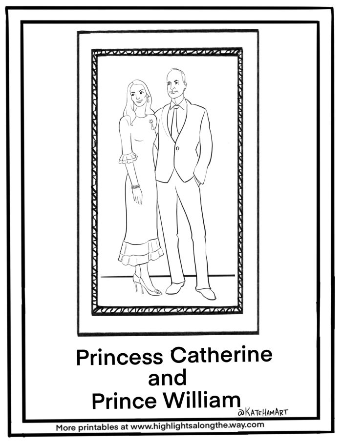 Prince William and Princess Catherine coloring page free printable
