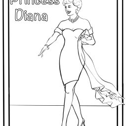 Princess Diana free coloring page wearing revenge dress royal family