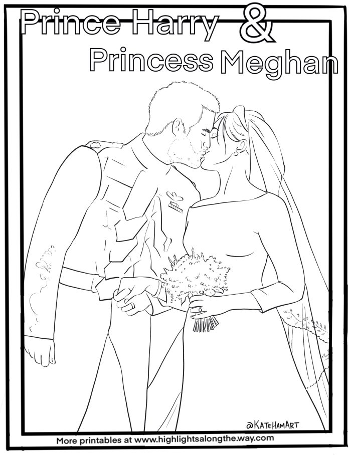 Princess Meghan wedding coloring page