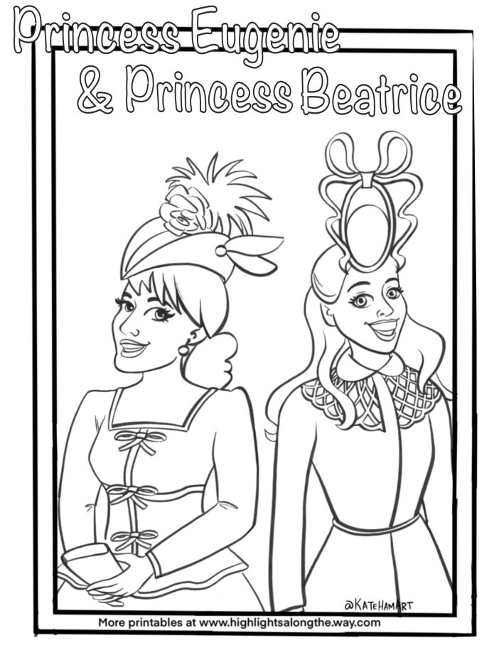 Princess Eugenie and Princess Beatrice coloring pages
