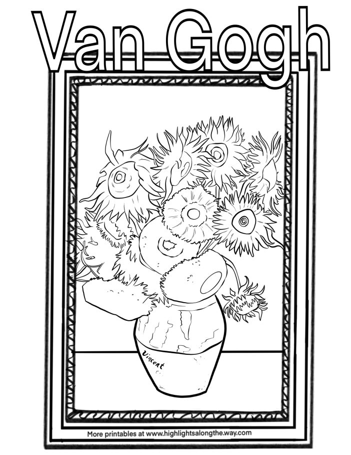 Van Gogh Coloring Page sunflowers