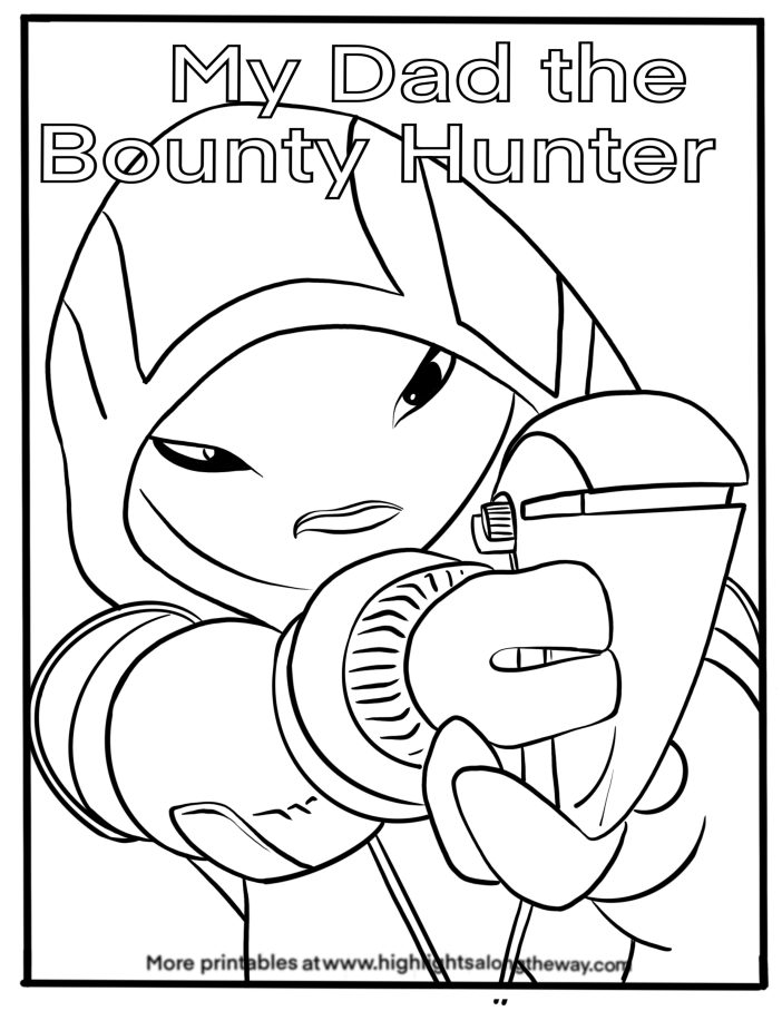 vax alien coloring page my dad the bounty hunter cartoon instant download