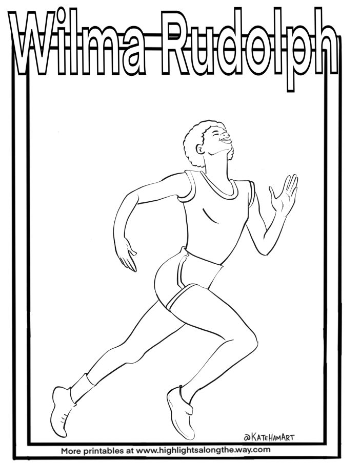 Wilma Rudolph Coloring Page instant download black history month woman athletes
