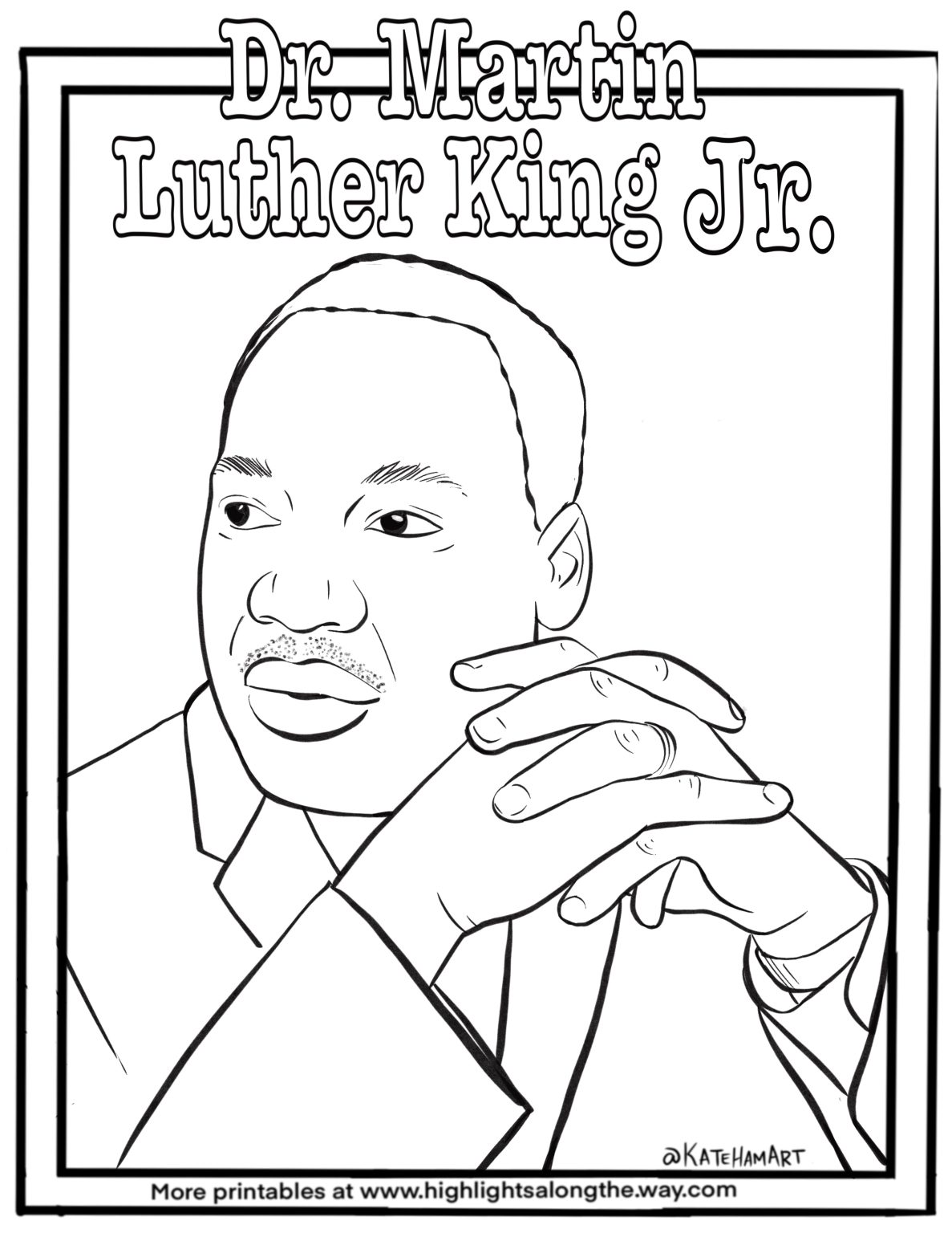Martin Luther King Coloring Page Free MLK Printable sheet