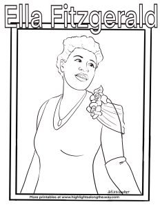 Ella Fitzgerald Coloring Page instant download for womens history month and black history month