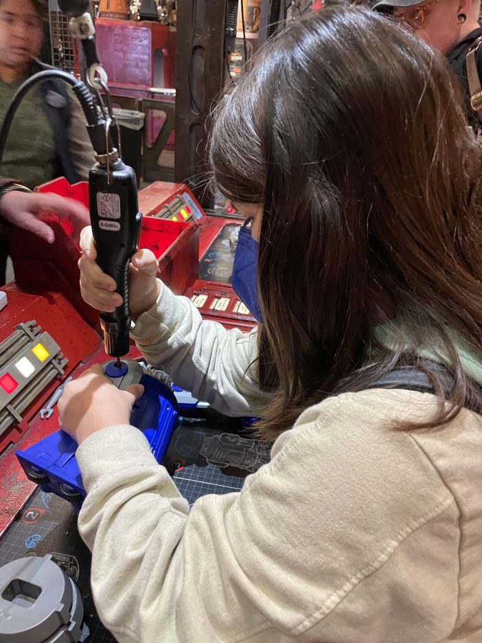 Putting together a droid at disneyland