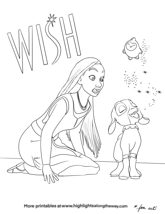 Wish hand drawn animation coloring page disney talking magical goat