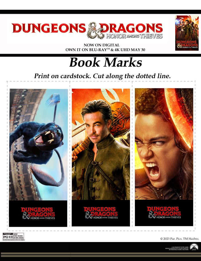 Dungeons and Dragons Chris Pine Rosario Dawson Panther bookmarks 