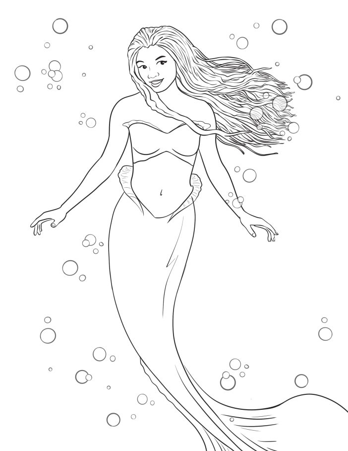 Halle Bailey Little Mermaid Coloring page live action