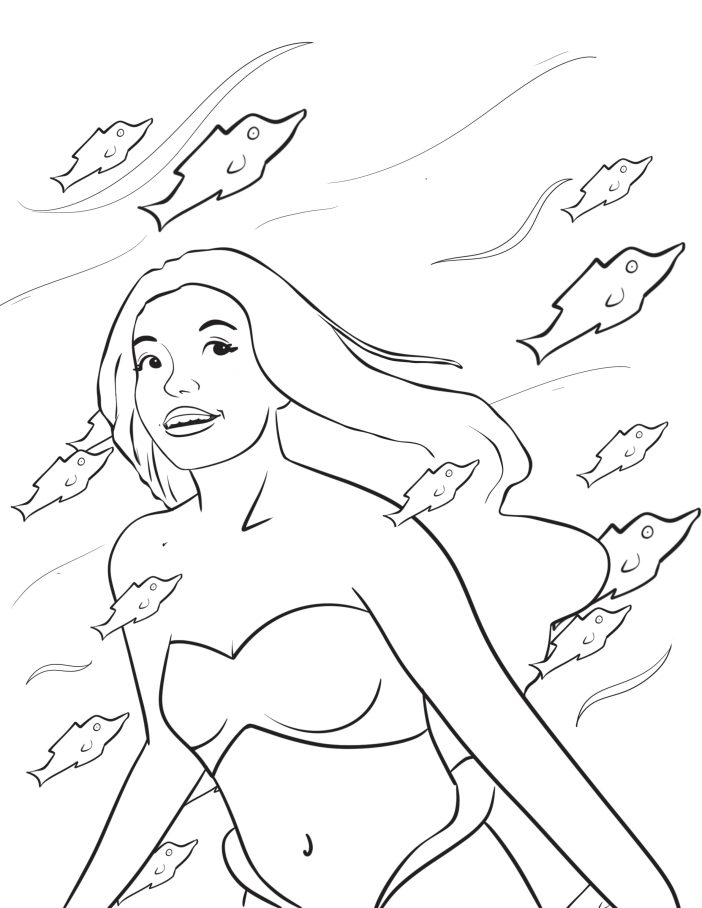 The Little Mermaid Halle Bailey instant download free coloring page