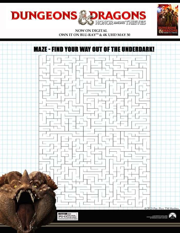 Dungeons and Dragons free printable maze instant download