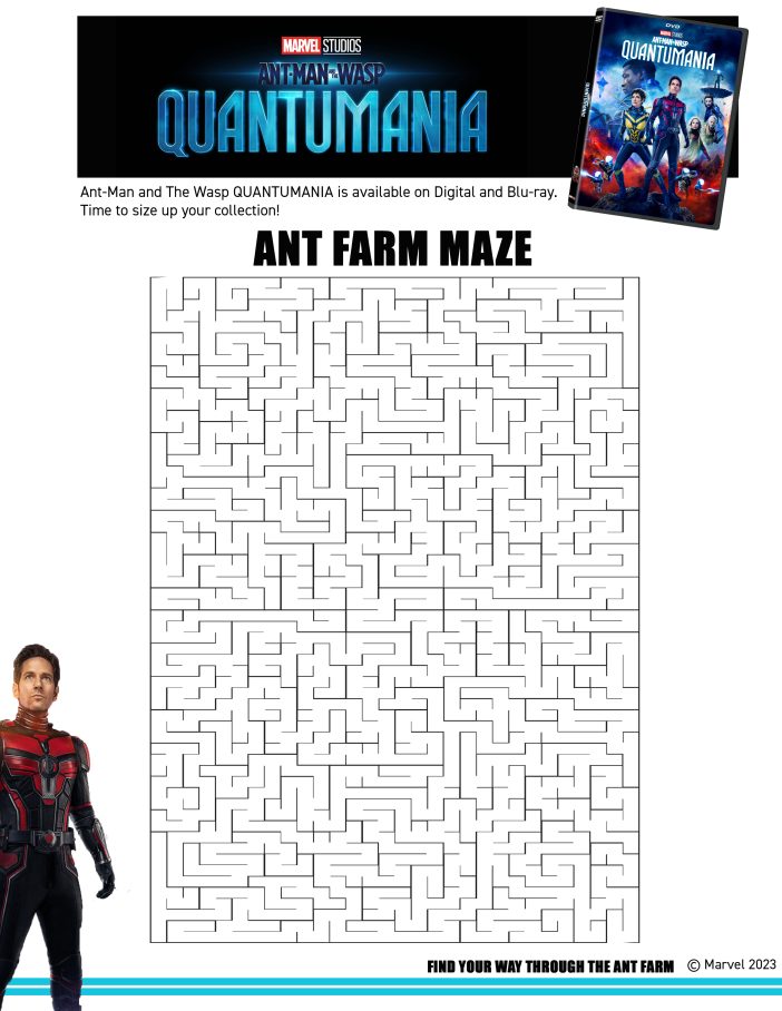 Ant-man maze activity sheet printable