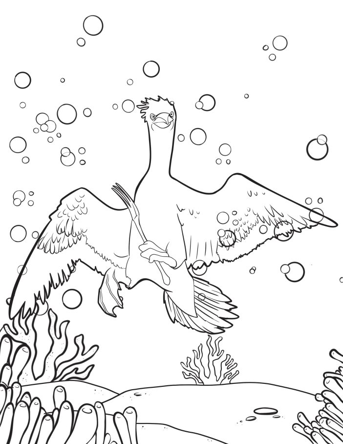 scuttle awkwafina coloring page water bird activity sheet live action little mermaid