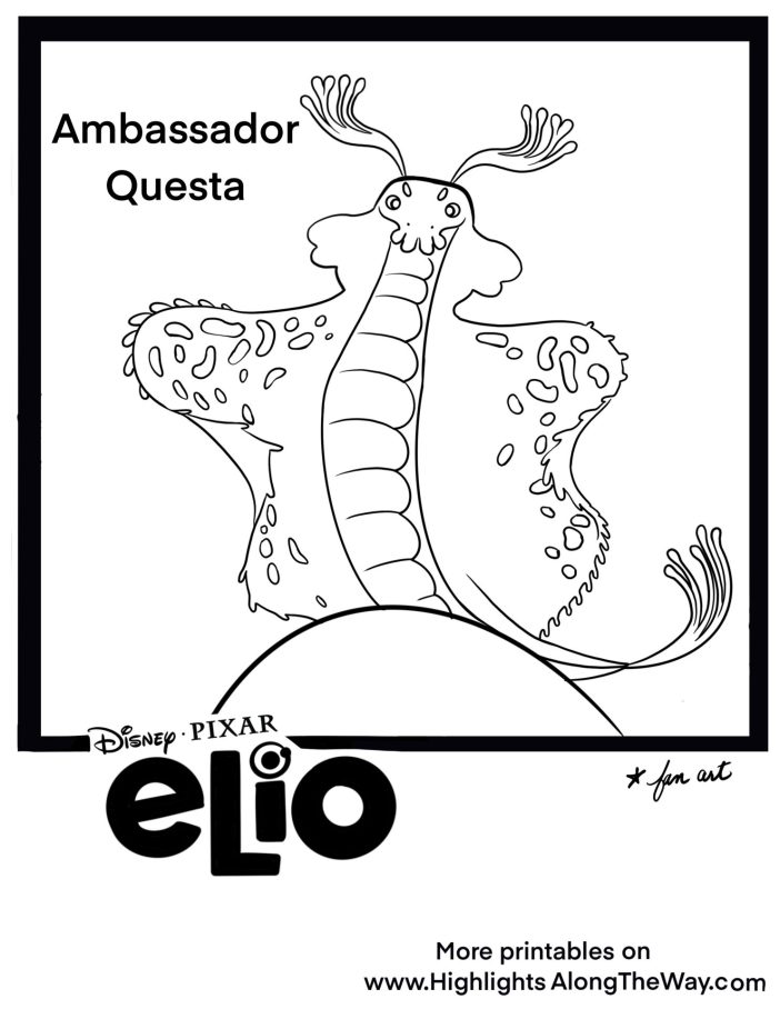 Embassador Questa Coloring Page Instant download print Elio Disney pixar