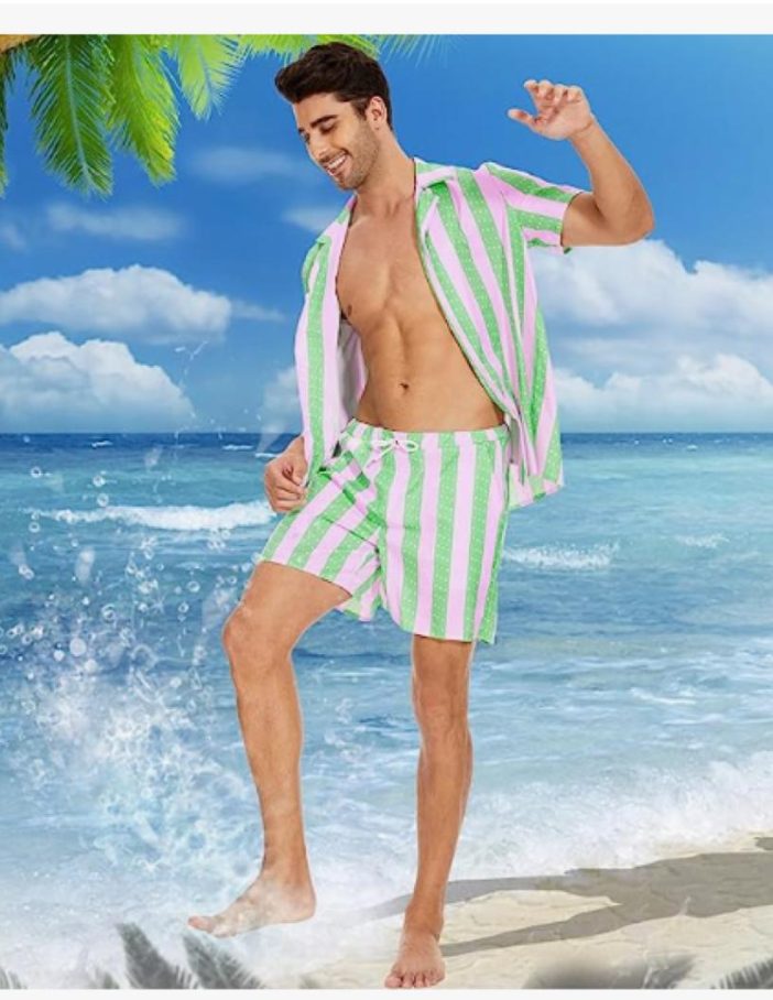 New Barbie Movie Allan Doll Beach Outfit Halloween Costume Men's Ken Shirt  Fur