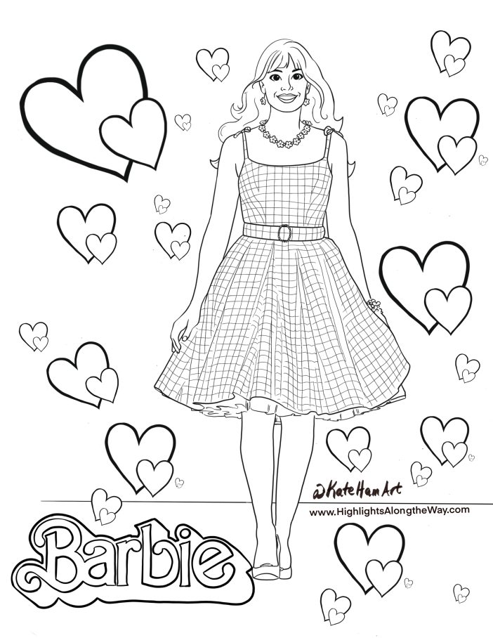 Barbie Pink Instant Download free coloring activity pages 