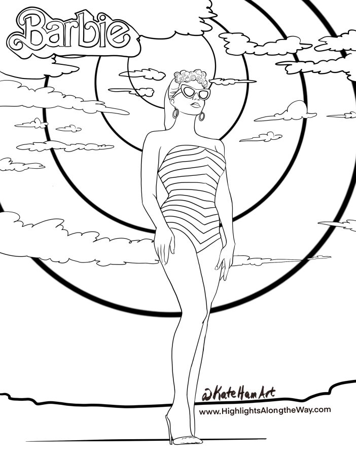 beach barbie coloring pages